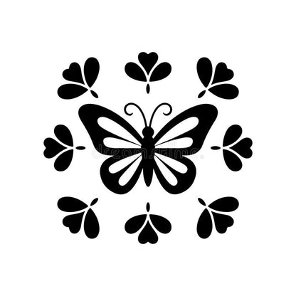 Black & white floral butterfly forms (100pcs)