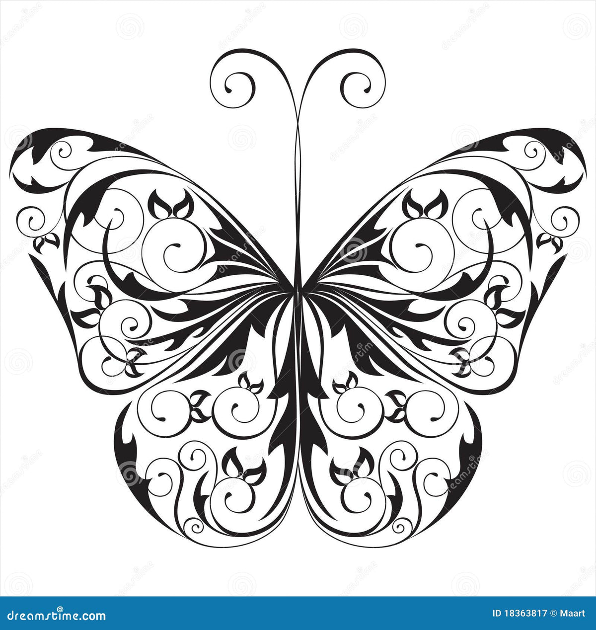 Black & white floral butterfly forms (100pcs)