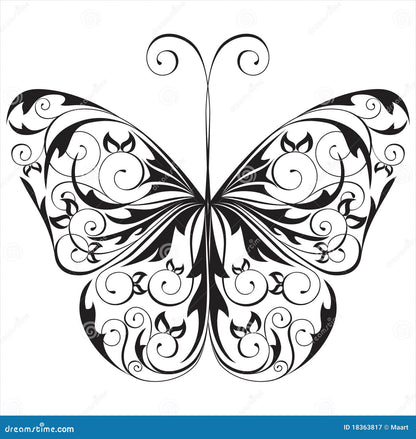 Black & white floral butterfly forms (100pcs)