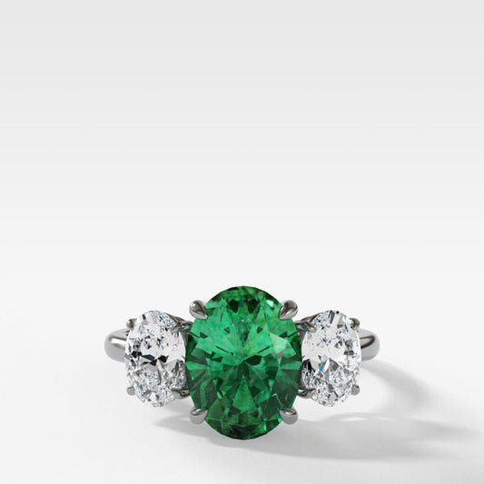 Green oval stone ring