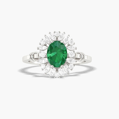 Green oval stone ring