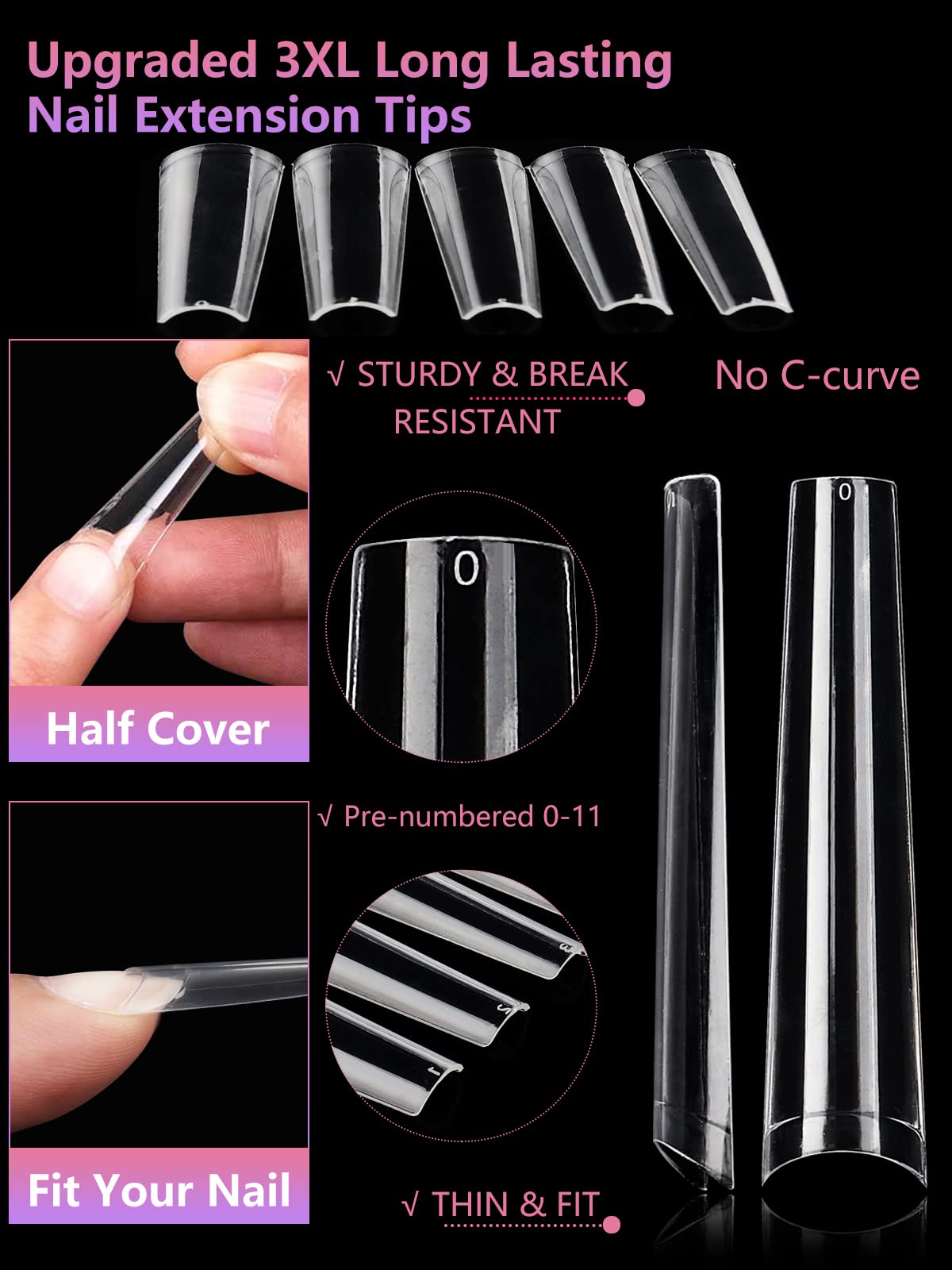 Nail Kingdom clear straight coffin tips #4