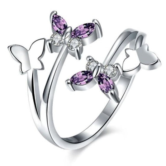 Purple butterfly ring