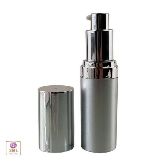 Silver pump bottle
