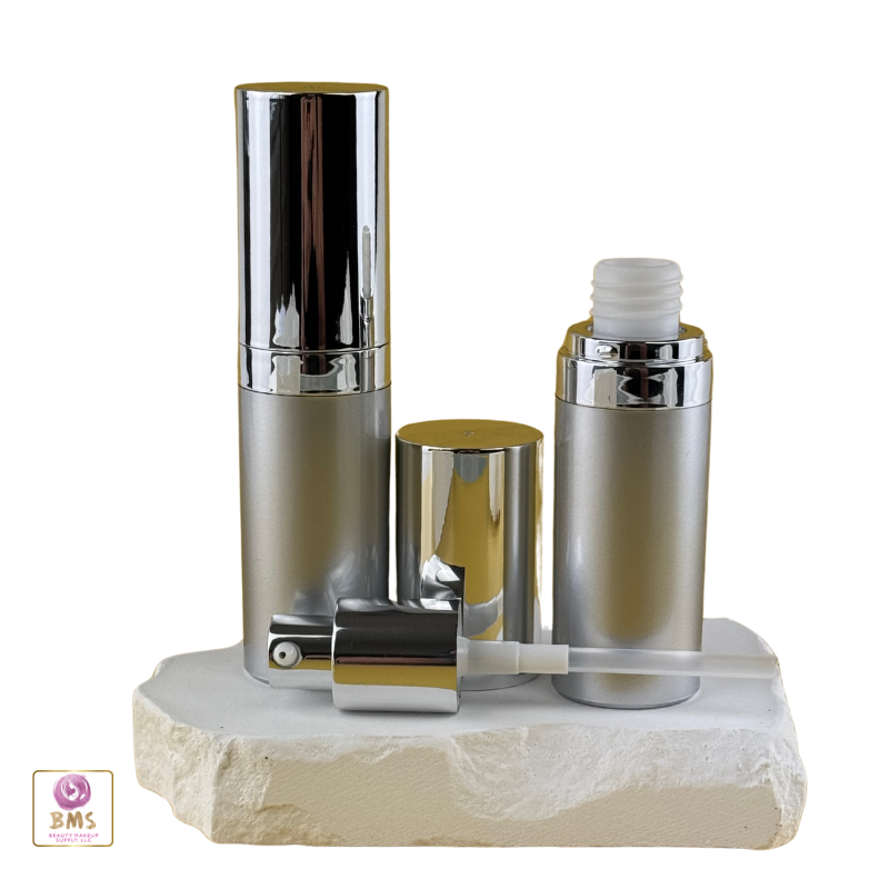 Silver pump bottle