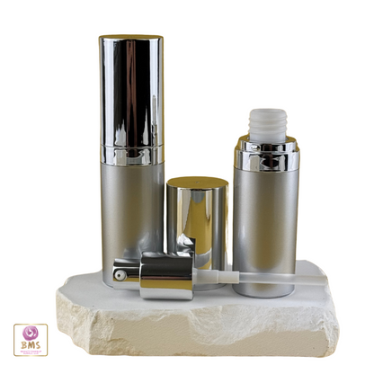 Silver pump bottle