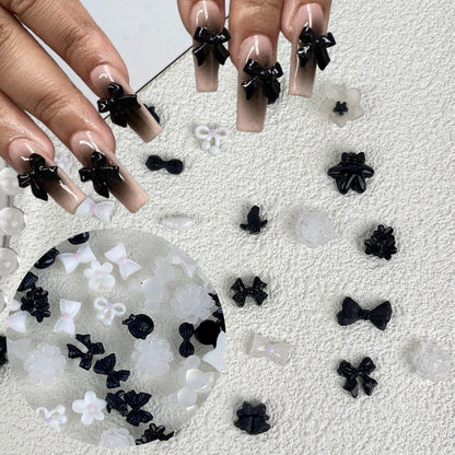 Small charms pack black flowers