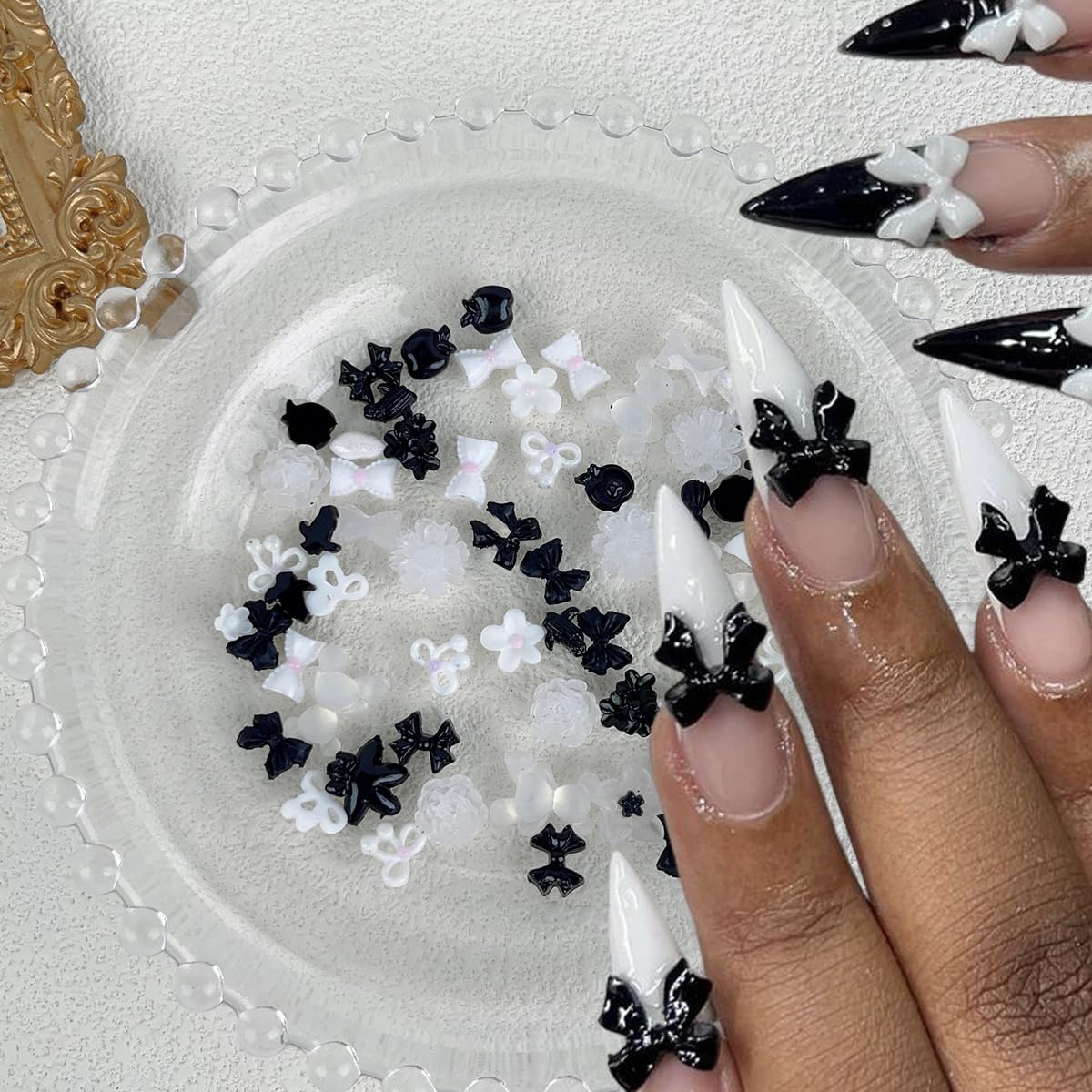 Small charms pack black flowers