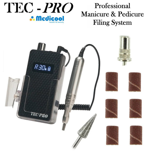 Tec-pro professional manicure & pedicure filing system black