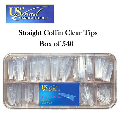 US Nails clear straight coffin tips #10
