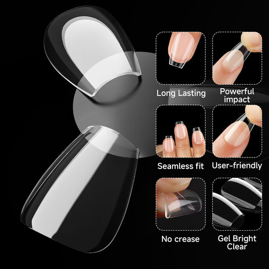 US Nails clear straight coffin tips #8