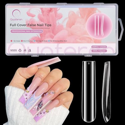 US Nails clear straight square long #10