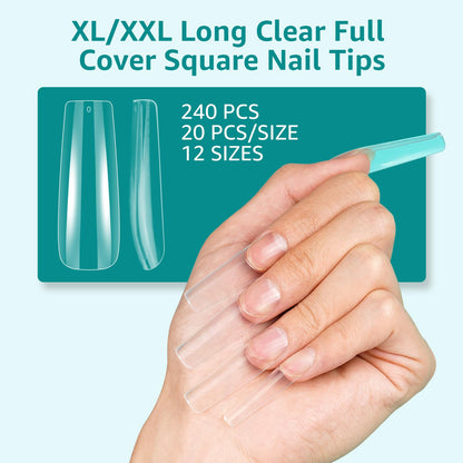 US Nails clear straight square long #2