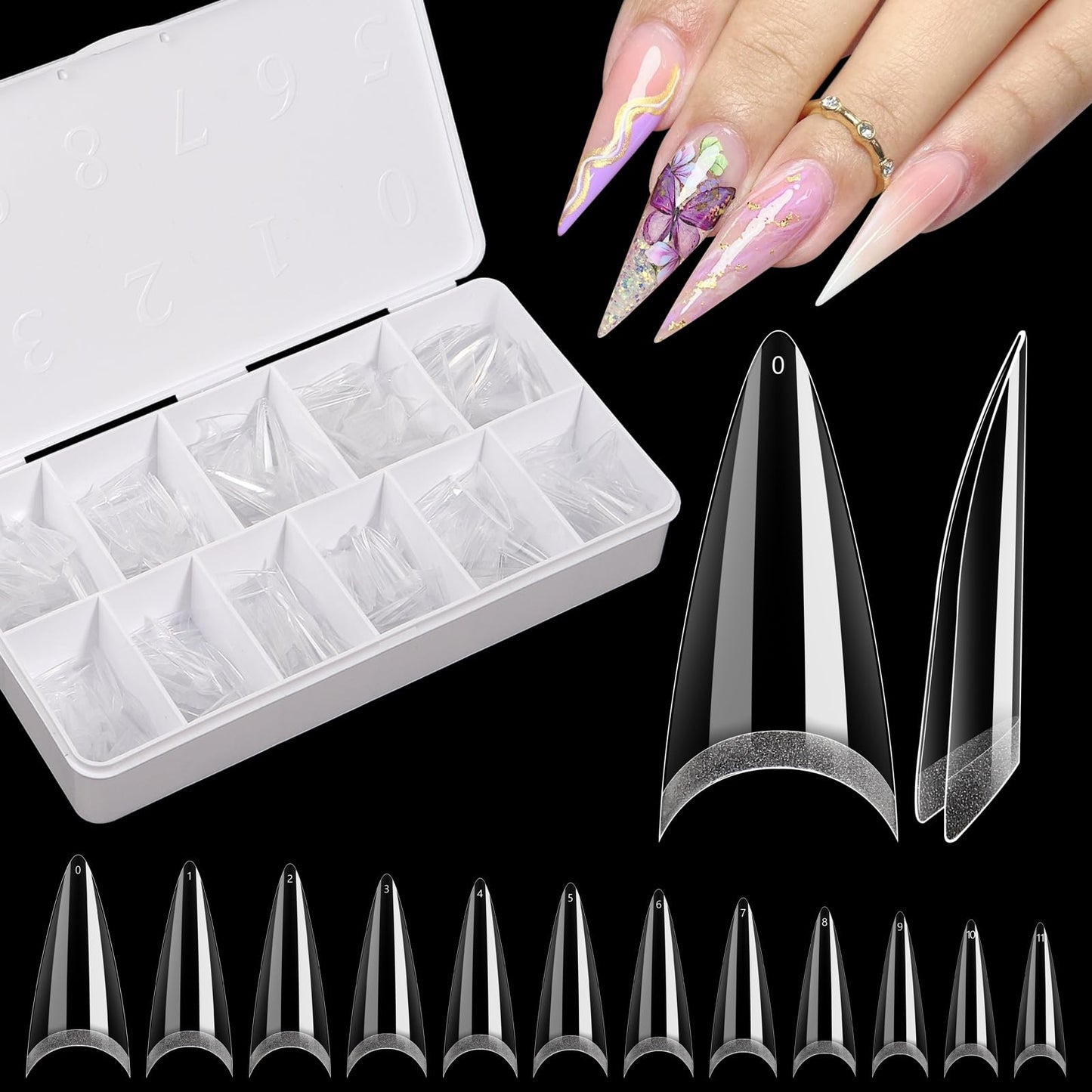 US Nails clear straight stiletto tips #7
