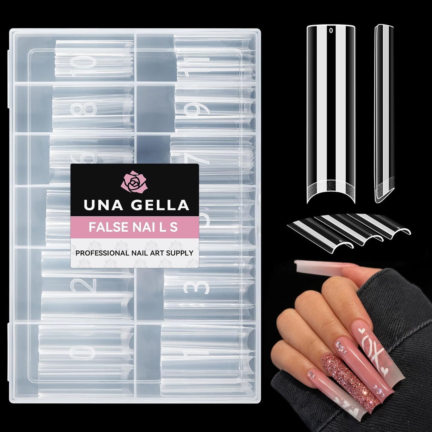 US Nails natural straight square tips #6