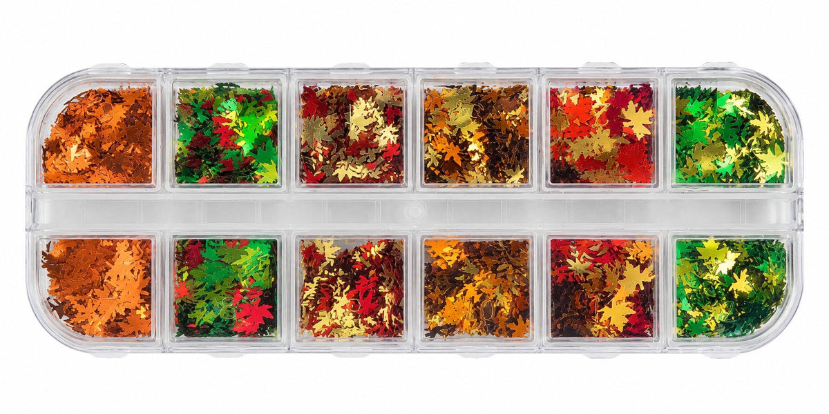 12 grid glitter- fall leaves