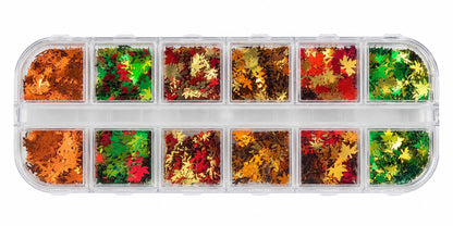 12 grid glitter- fall leaves
